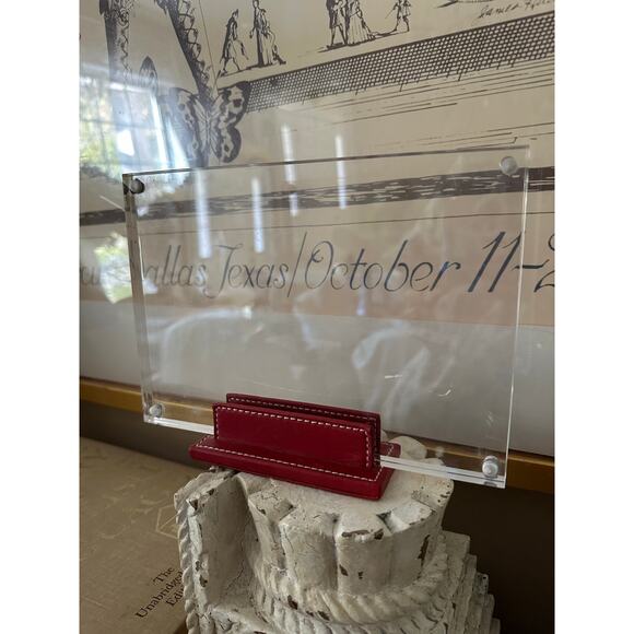 Coach red Leather Acrylic Photo Frame lucite 8x6” modern decor - Picture 9 of 16